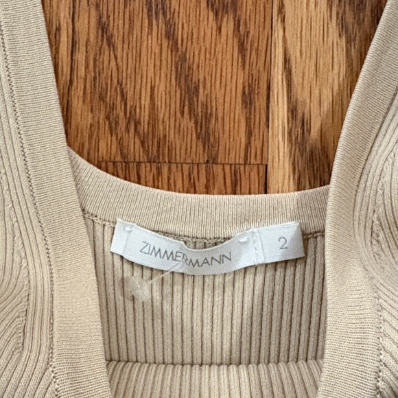 Zimmermann Cream Ribbed Tank Top - Picture 2 of 3